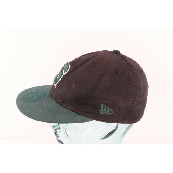 Vintage Distressed New Era Michigan State University Fitted Hat Cap Black 7 1/4 - Picture 6 of 11